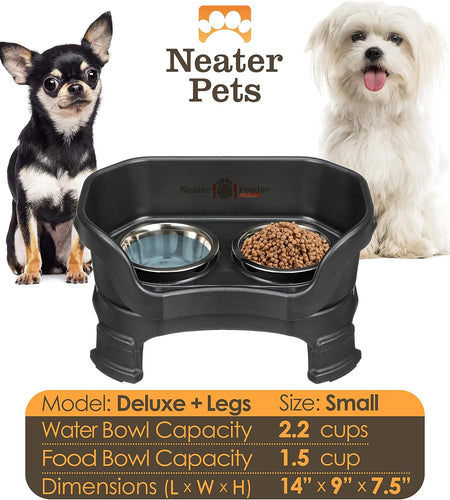 Neater Feeder Deluxe with Leg Extensions (Small, Midnight Black)