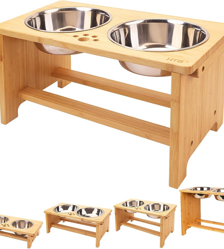 Elevated Dog Bowls,Raised Dog Bowl Stand with 2 Stainless Steel Bowls,Elevated Raised Dog Bowls for Large Medium Small Sized Dogs
