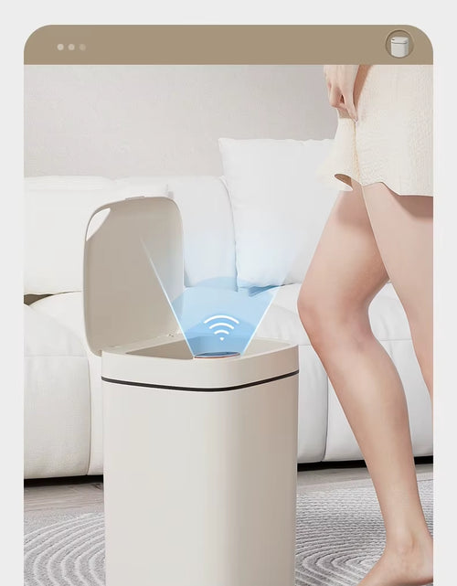 Load image into Gallery viewer, 16L Smart Bathroom Trash Can White Non-Contact Narrow Smart Sensor Trash Can Smart Home Automatic Bagging Electronic Trash Can
